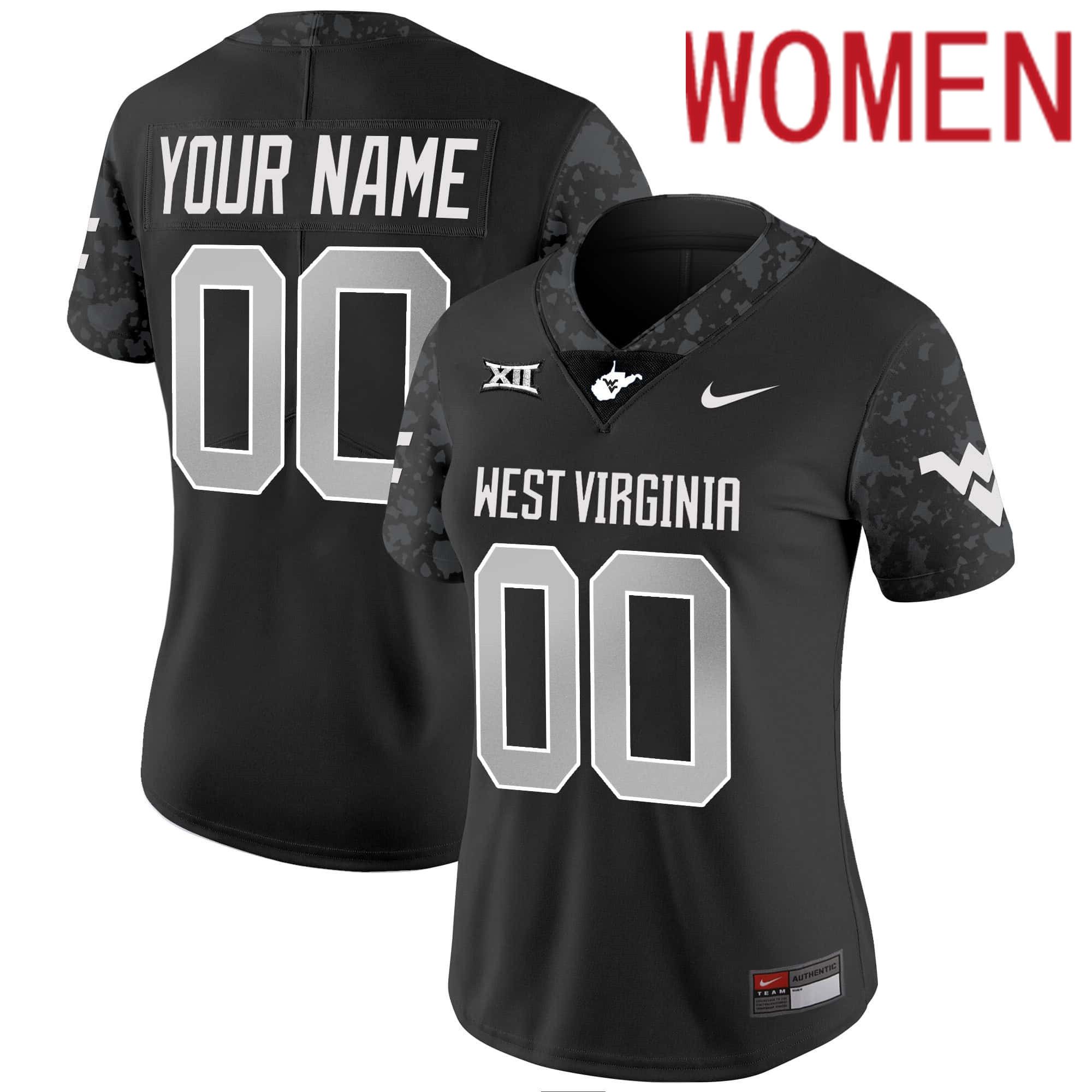 Women West Virginia Mountaineers Black 2024 Nike Vapor Limited Custom NCAA Jersey style 1